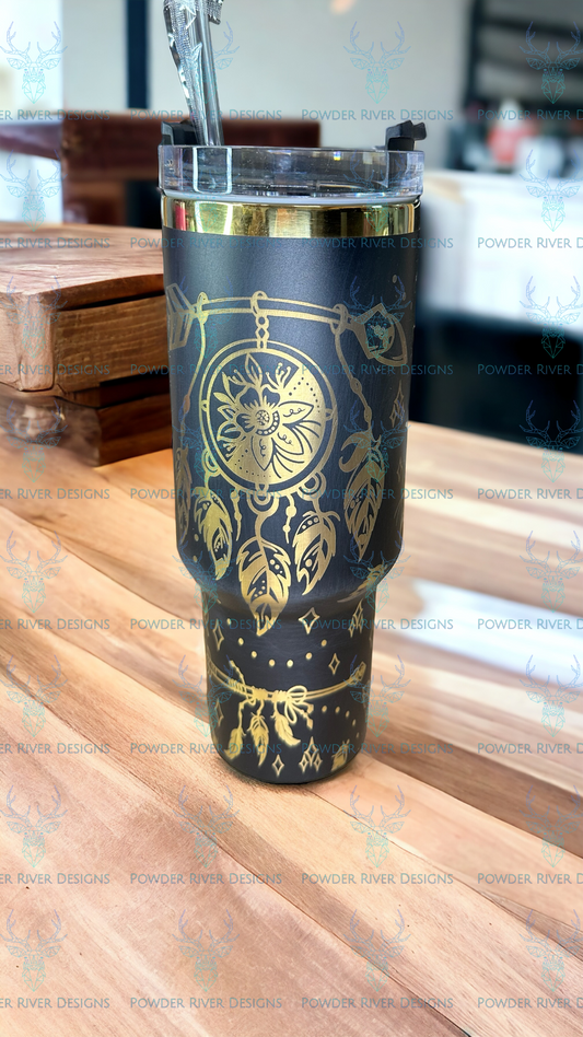 Dream Catcher 40 oz Golden Engraved Tumbler