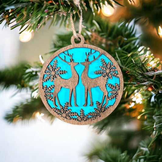 Two Deer Wood Ornament