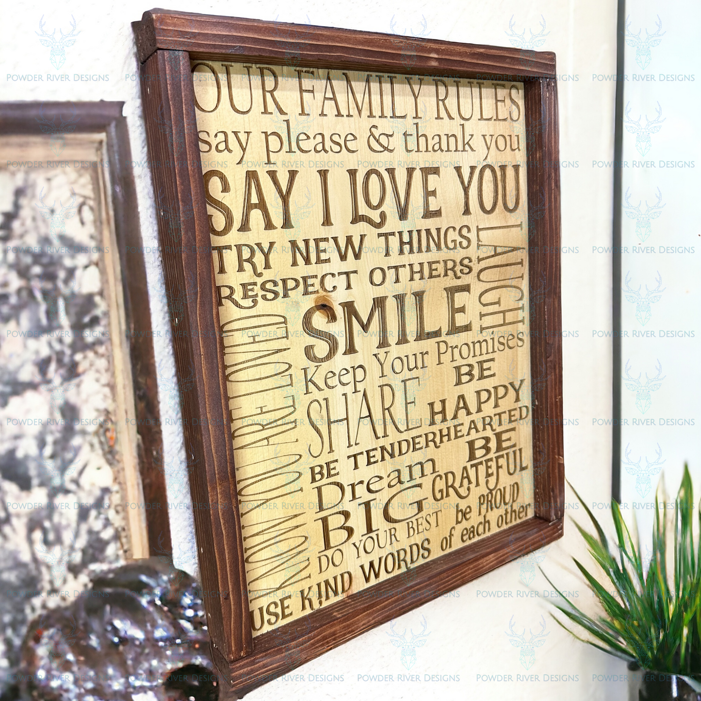 Family Rules Wood Sign