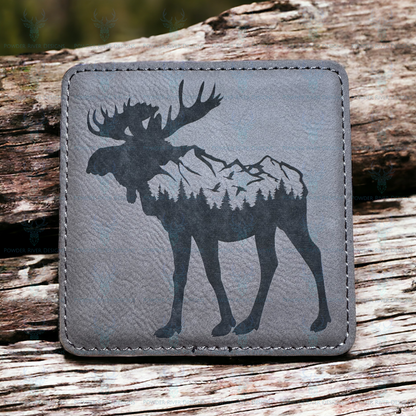 Wildlife Gray Leatherette 6 Coaster Set