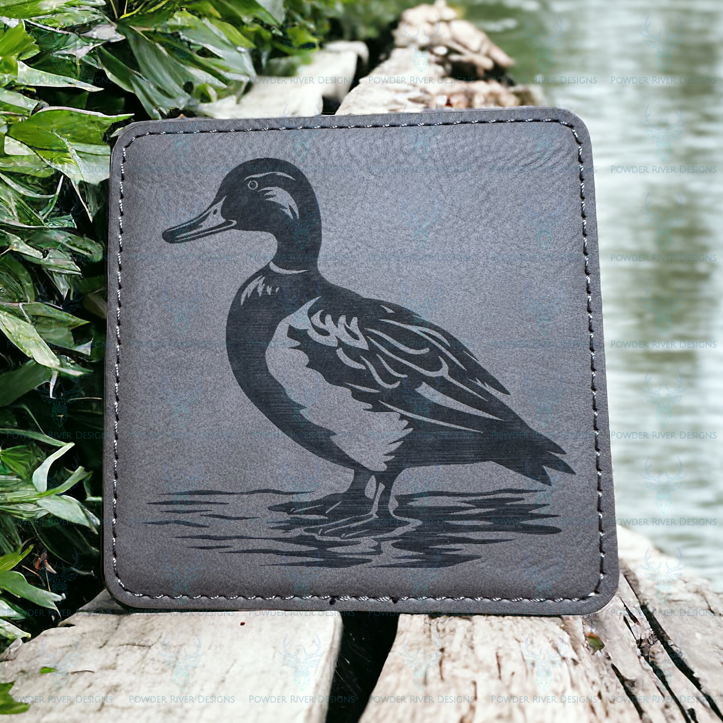 Wildlife Gray Leatherette 6 Coaster Set