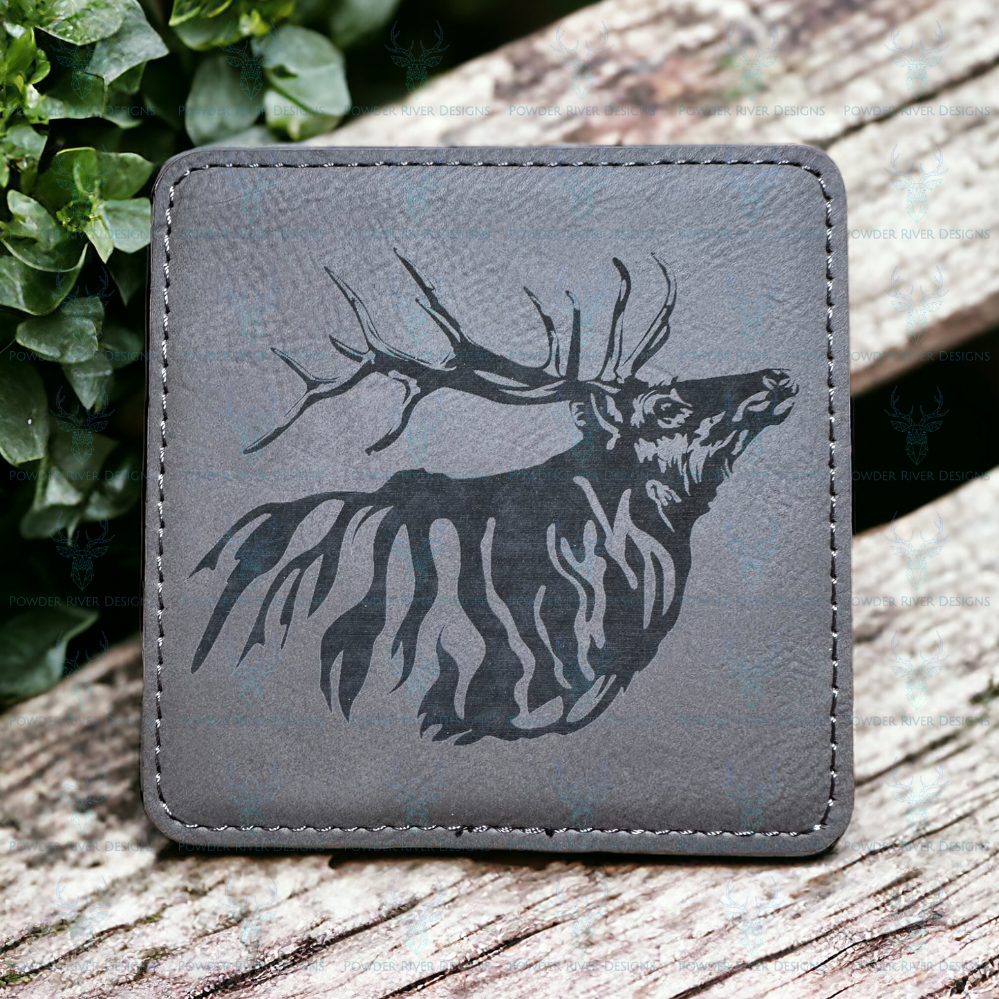 Wildlife Gray Leatherette 6 Coaster Set