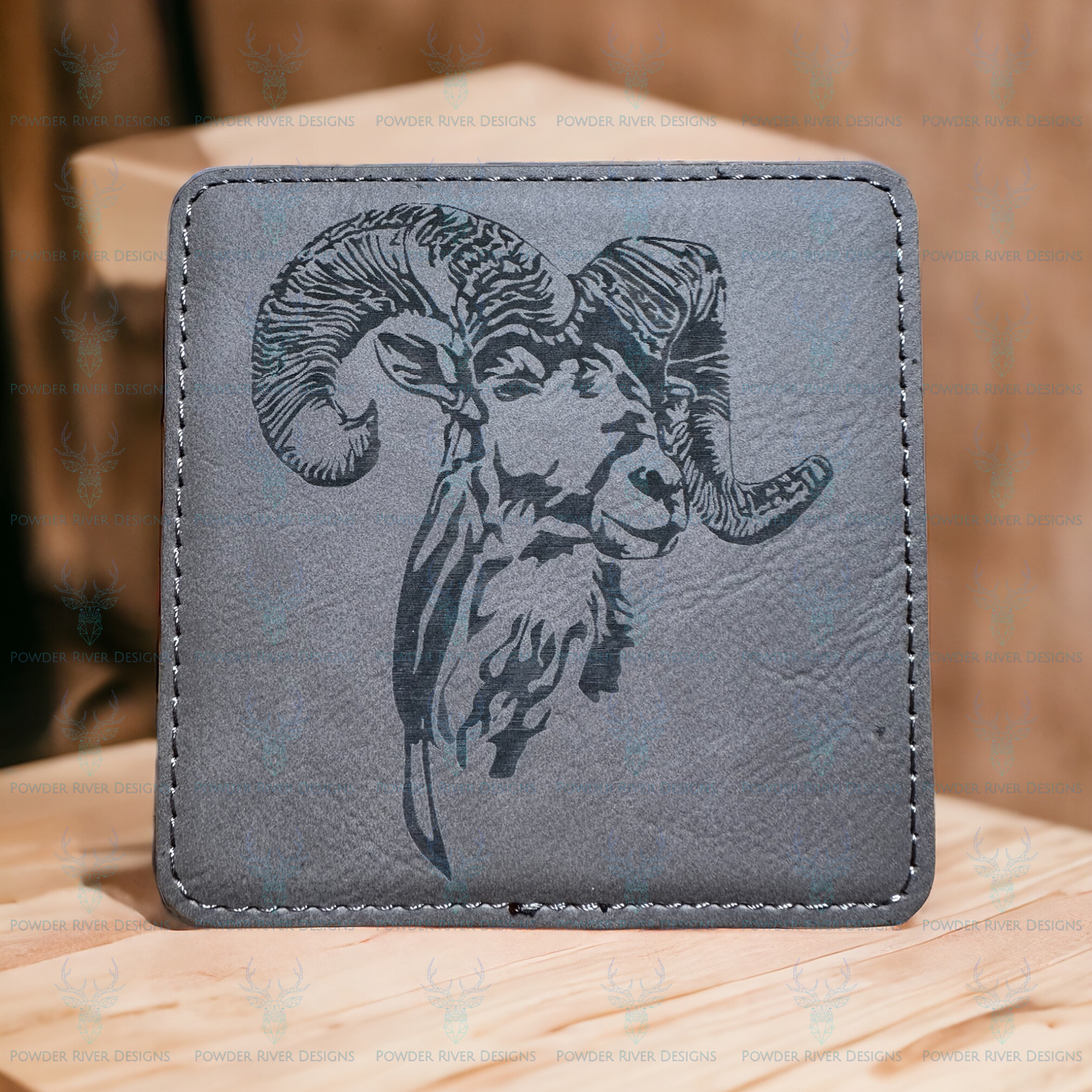 Wildlife Gray Leatherette 6 Coaster Set