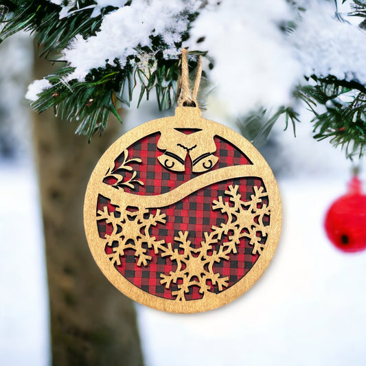 Christmas Bells in Buffalo Plaid Ornament