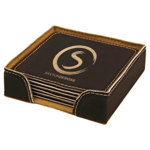 Wildlife Gray Leatherette 6 Coaster Set