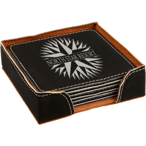 Wildlife Gray Leatherette 6 Coaster Set
