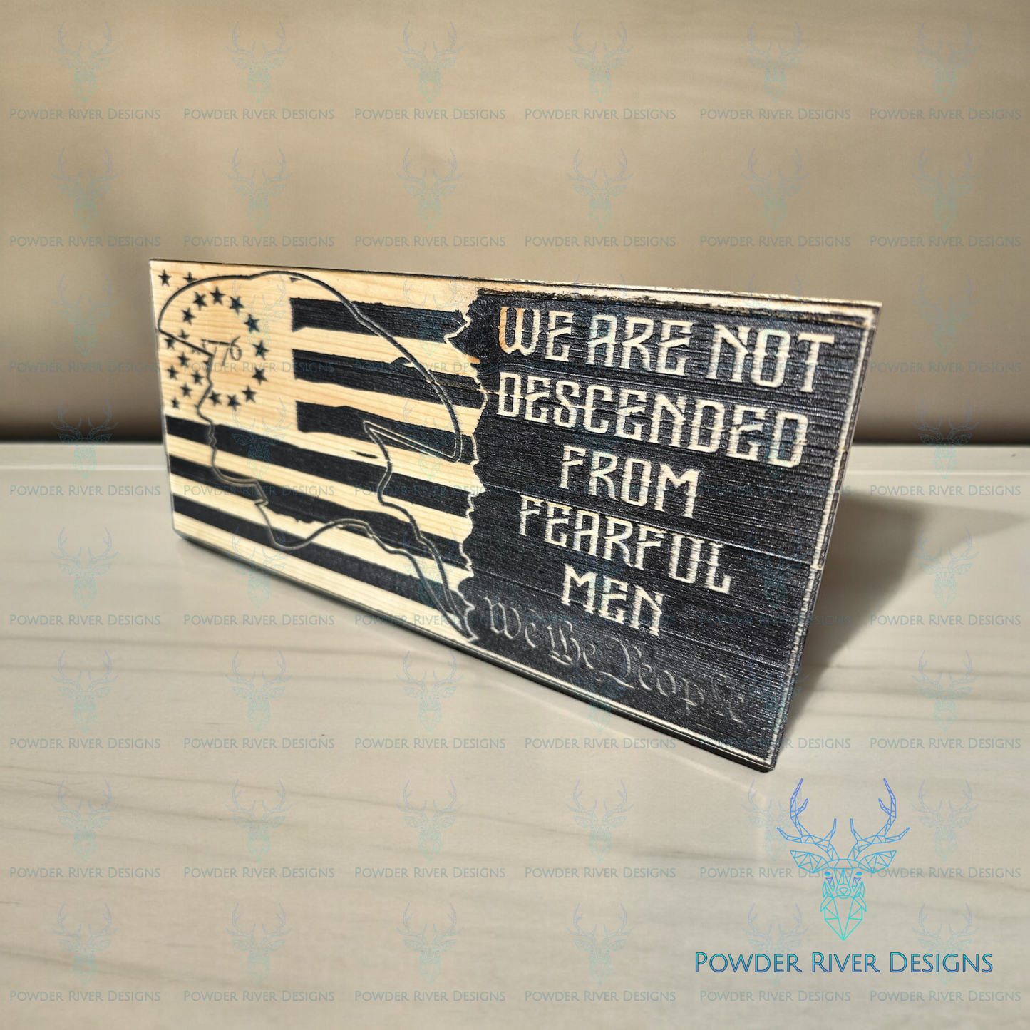 Fearful Men Patriotic Wood Flag