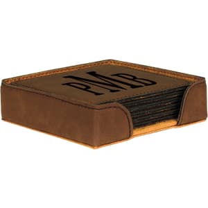 Wildlife Gray Leatherette 6 Coaster Set