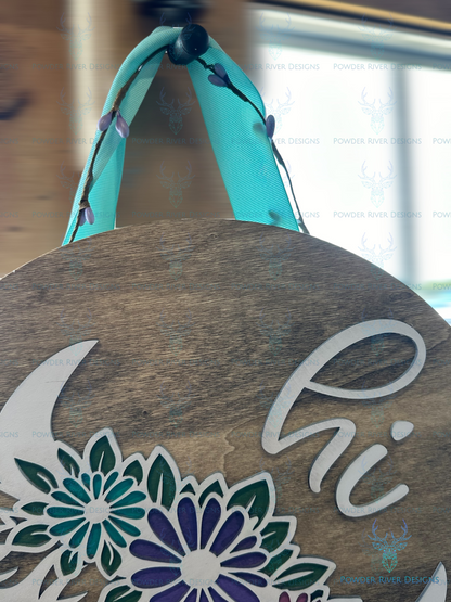 Highland Cow Round Wood Sign
