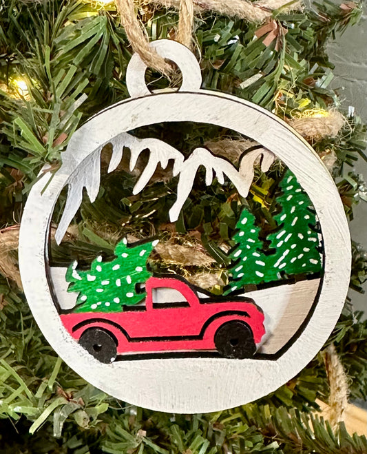 Holiday Truck Layered Wood Ornament