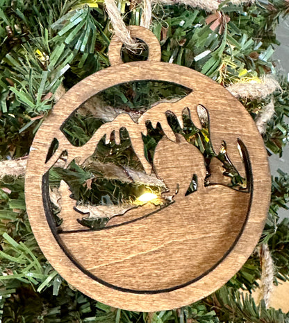 Bears in Forest Layered Wood Ornament