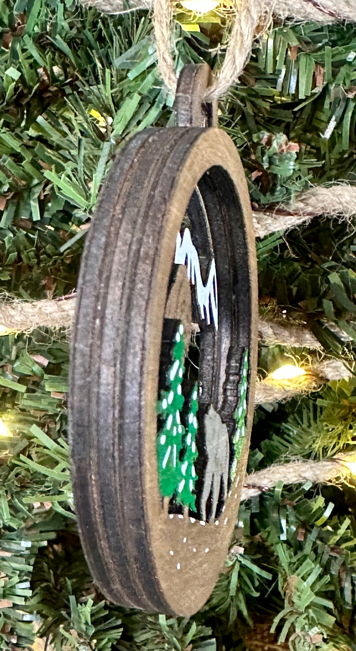 Bears in Forest Layered Wood Ornament