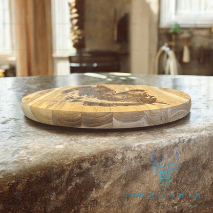 Horse w/Beautiful Forest Scene Teak Wood Charcuterie Board