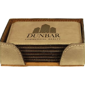 Wildlife Gray Leatherette 6 Coaster Set