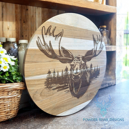 Moose Teak Wood Charcuterie Board