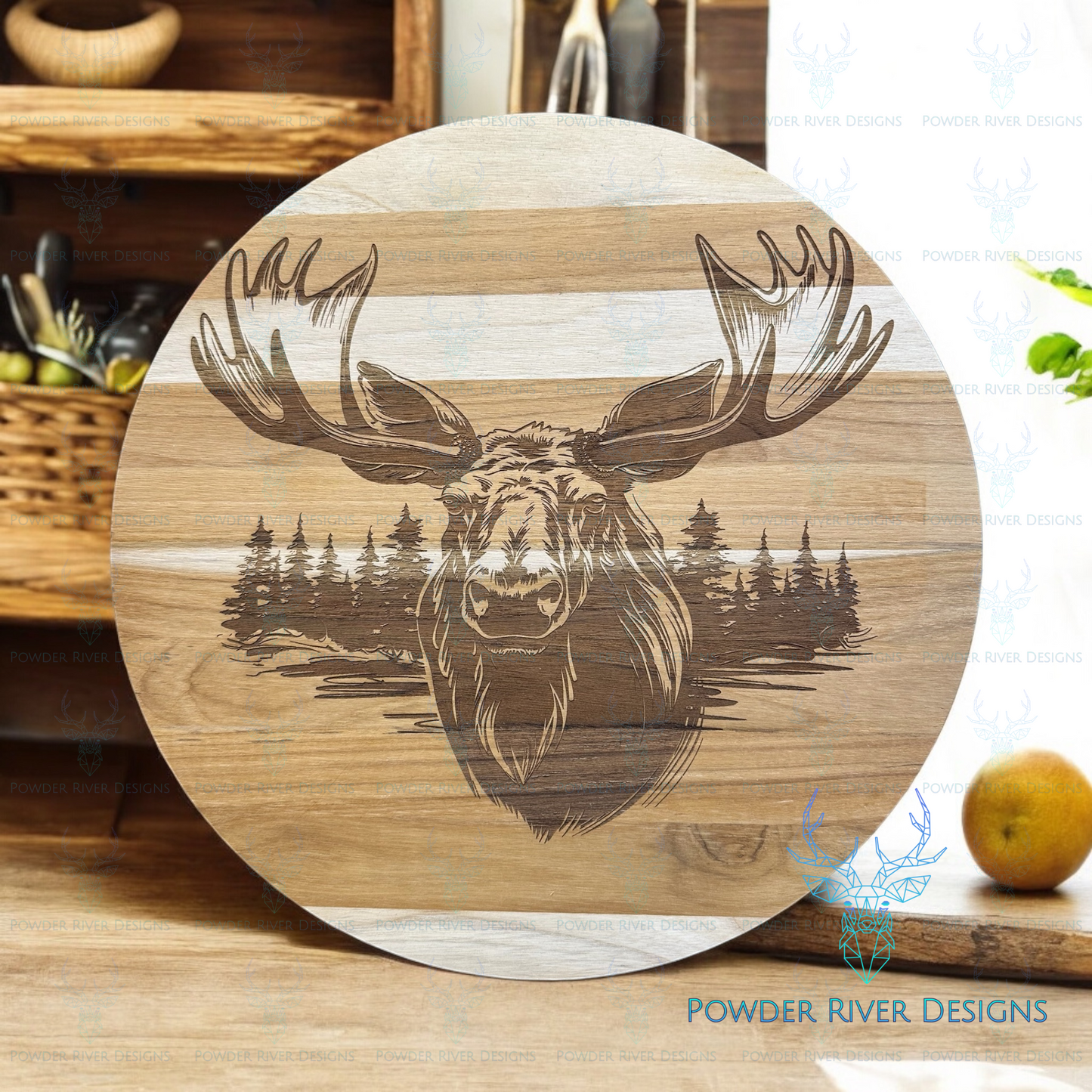 Moose Teak Wood Charcuterie Board