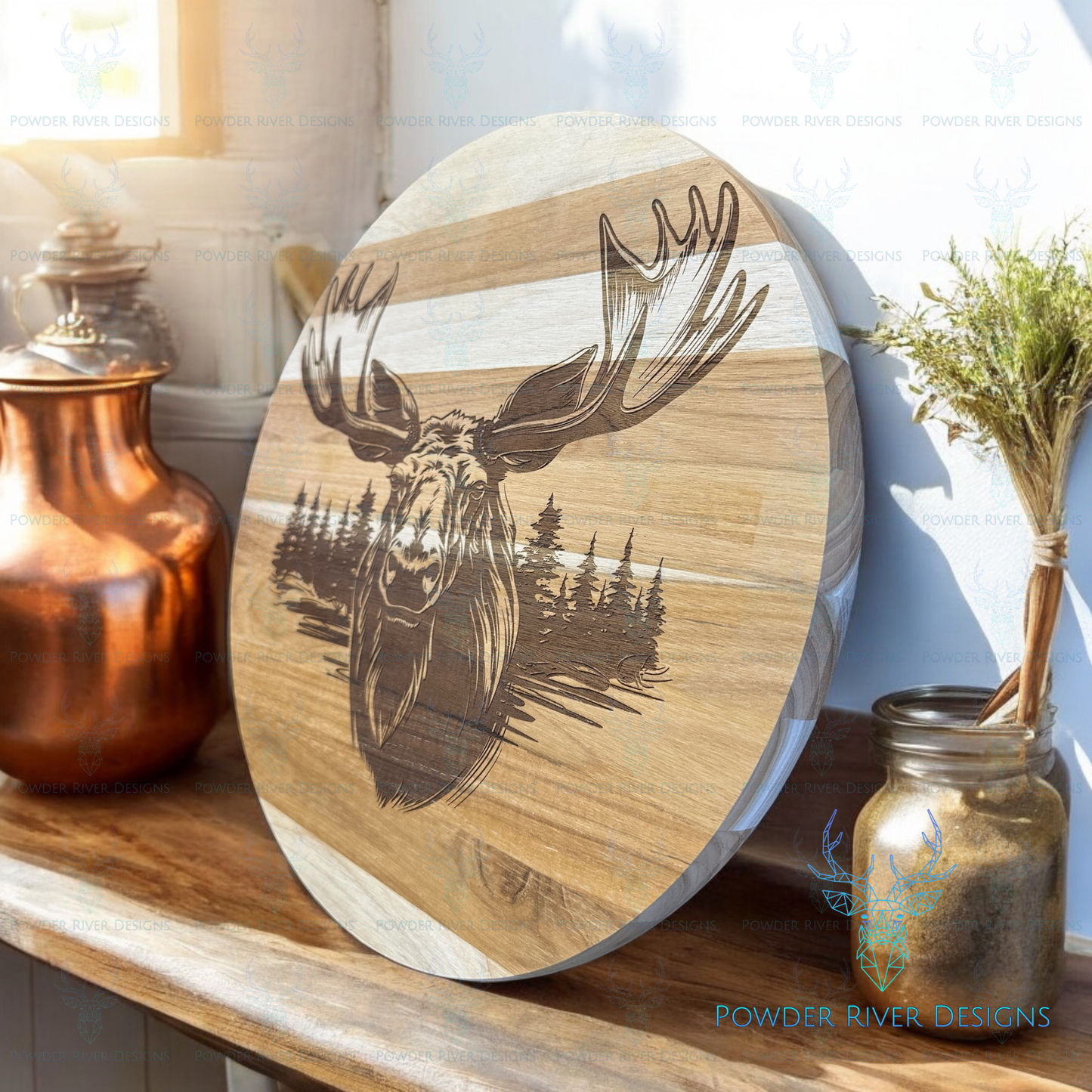 Moose Teak Wood Charcuterie Board