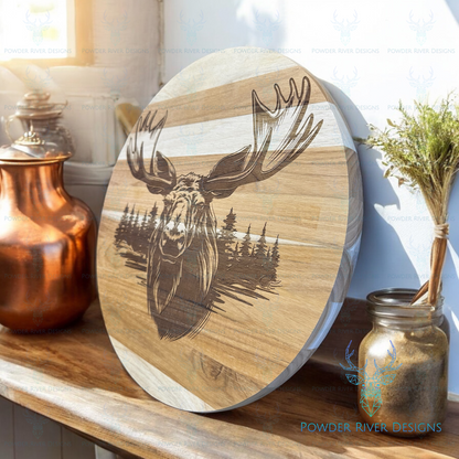 Moose Teak Wood Charcuterie Board