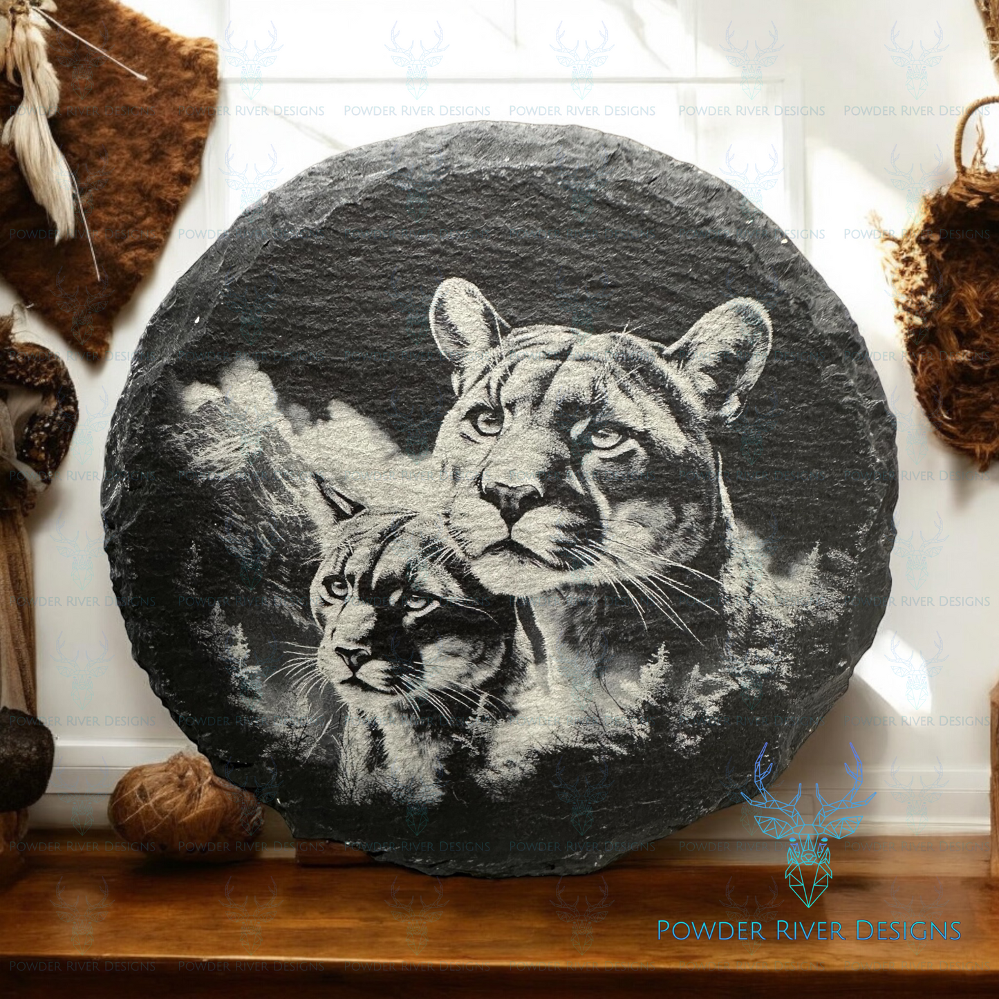 Mountain Lion Slate Coaster Set