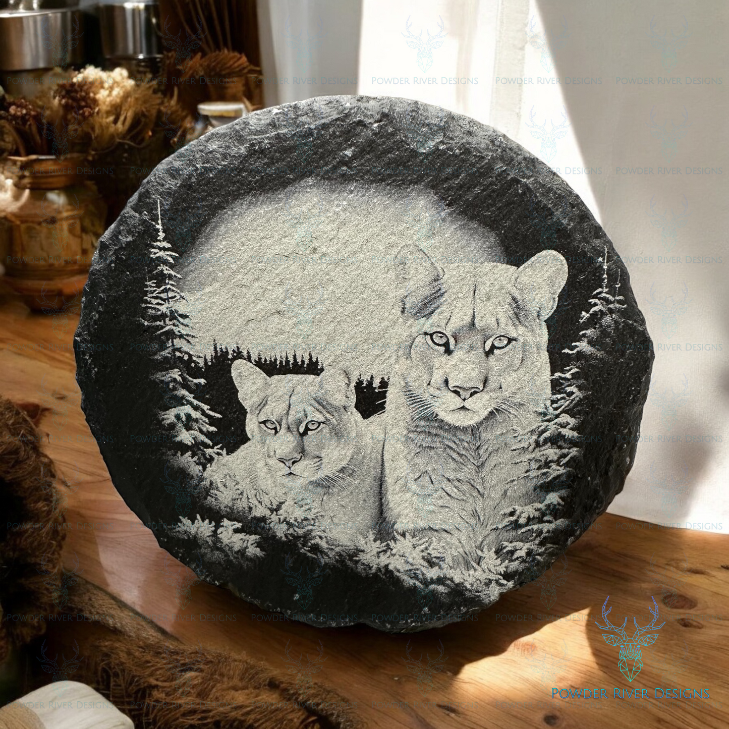Mountain Lion Slate Coaster Set