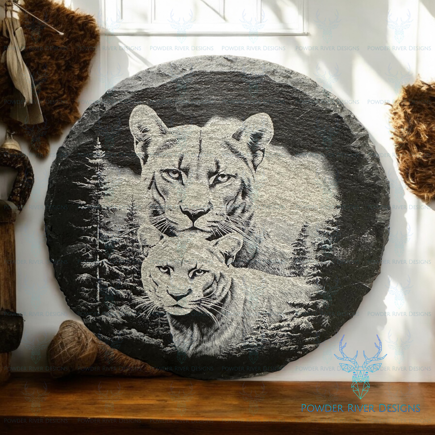 Mountain Lion Slate Coaster Set