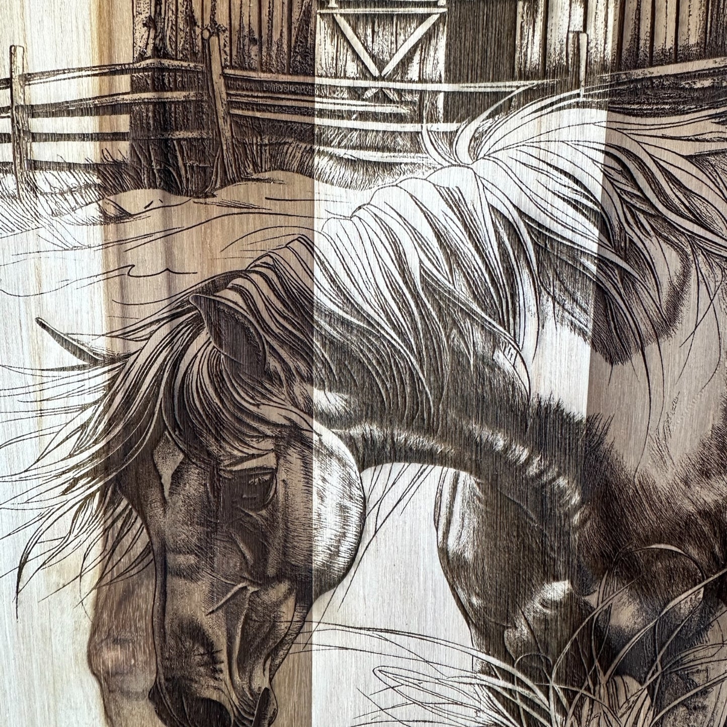 Horse and Barn Teak Wood Charcuterie/Decor Round