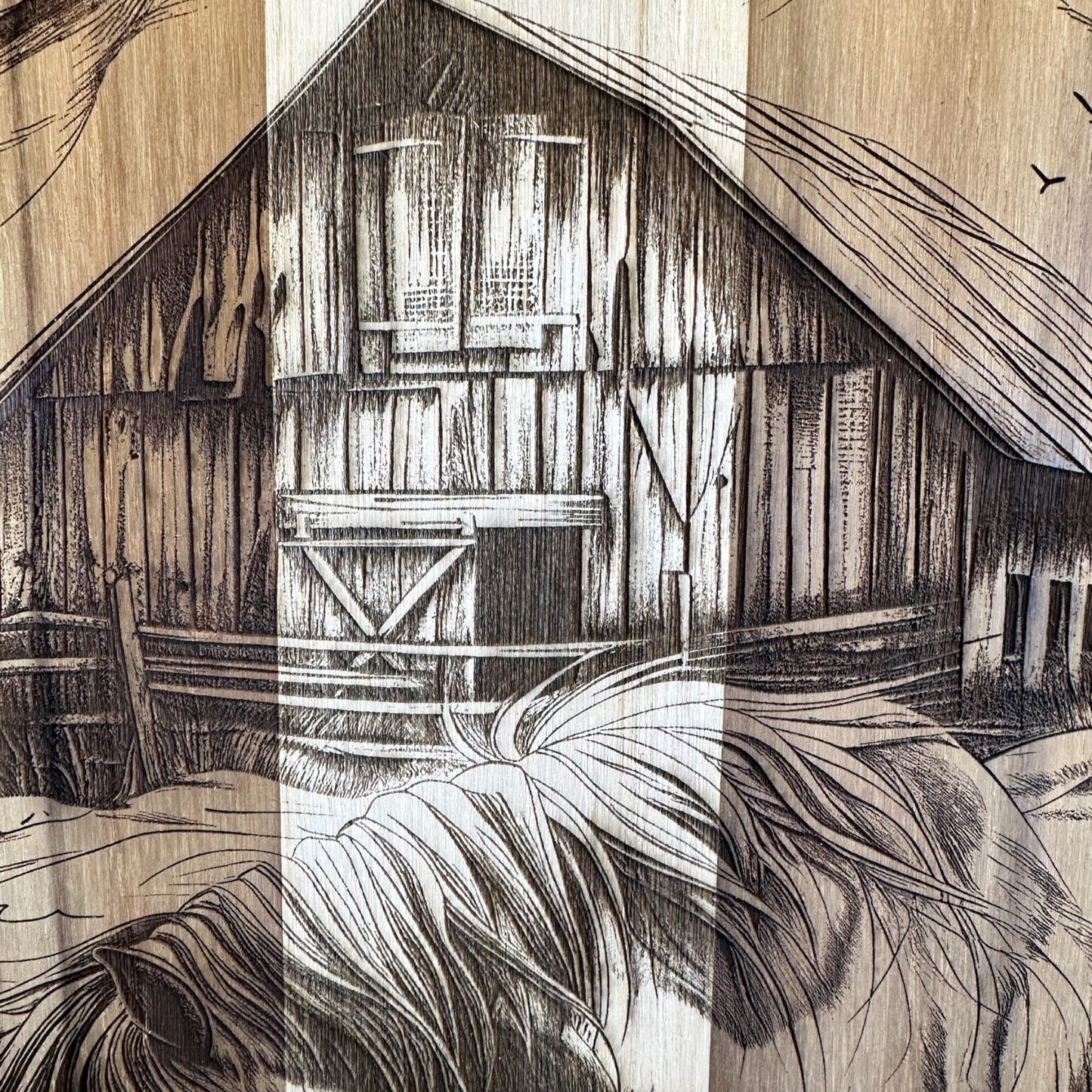 Horse and Barn Teak Wood Charcuterie/Decor Round