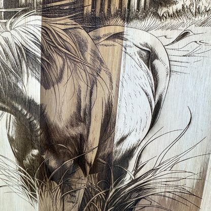 Horse and Barn Teak Wood Charcuterie/Decor Round