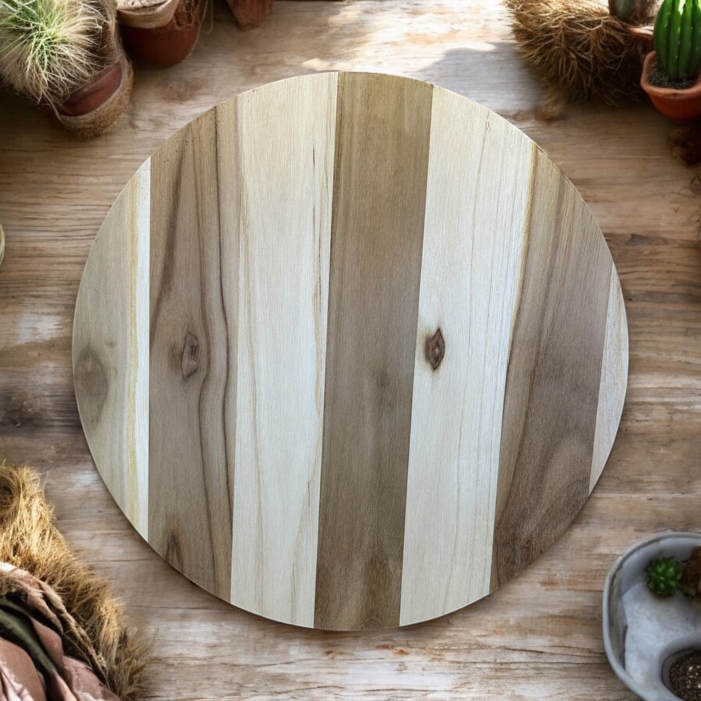 Horse and Barn Teak Wood Charcuterie/Decor Round
