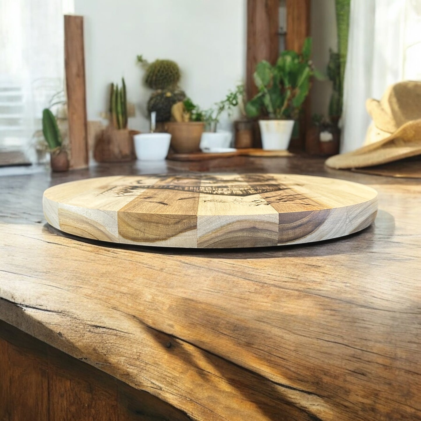 Horse and Barn Teak Wood Charcuterie/Decor Round