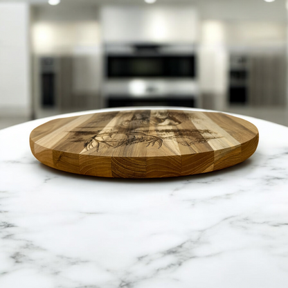 Buck Looking Away Teak Wood Sign/Charcuterie Board