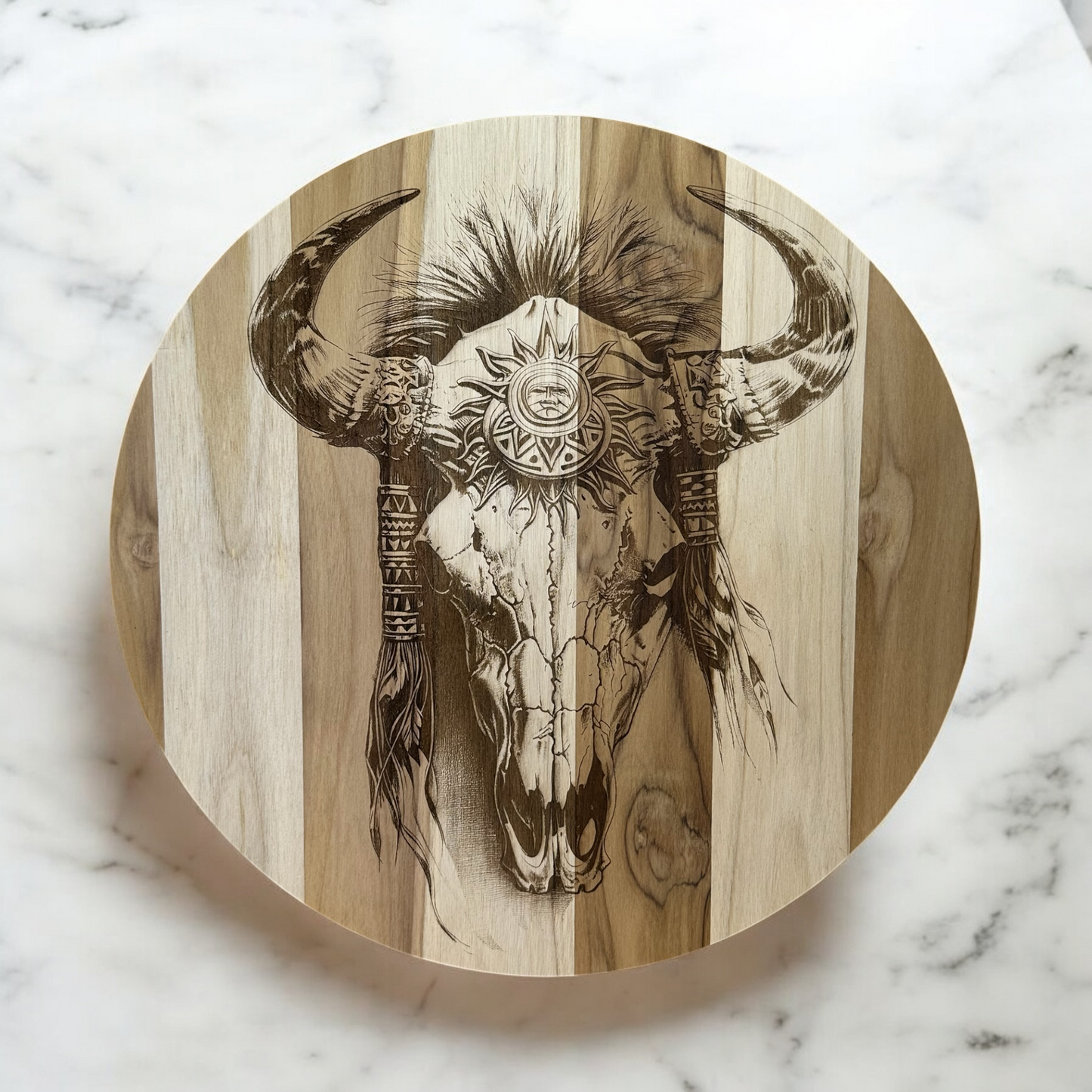 Western Skull Teak Wood Charcuterie Board/Sign