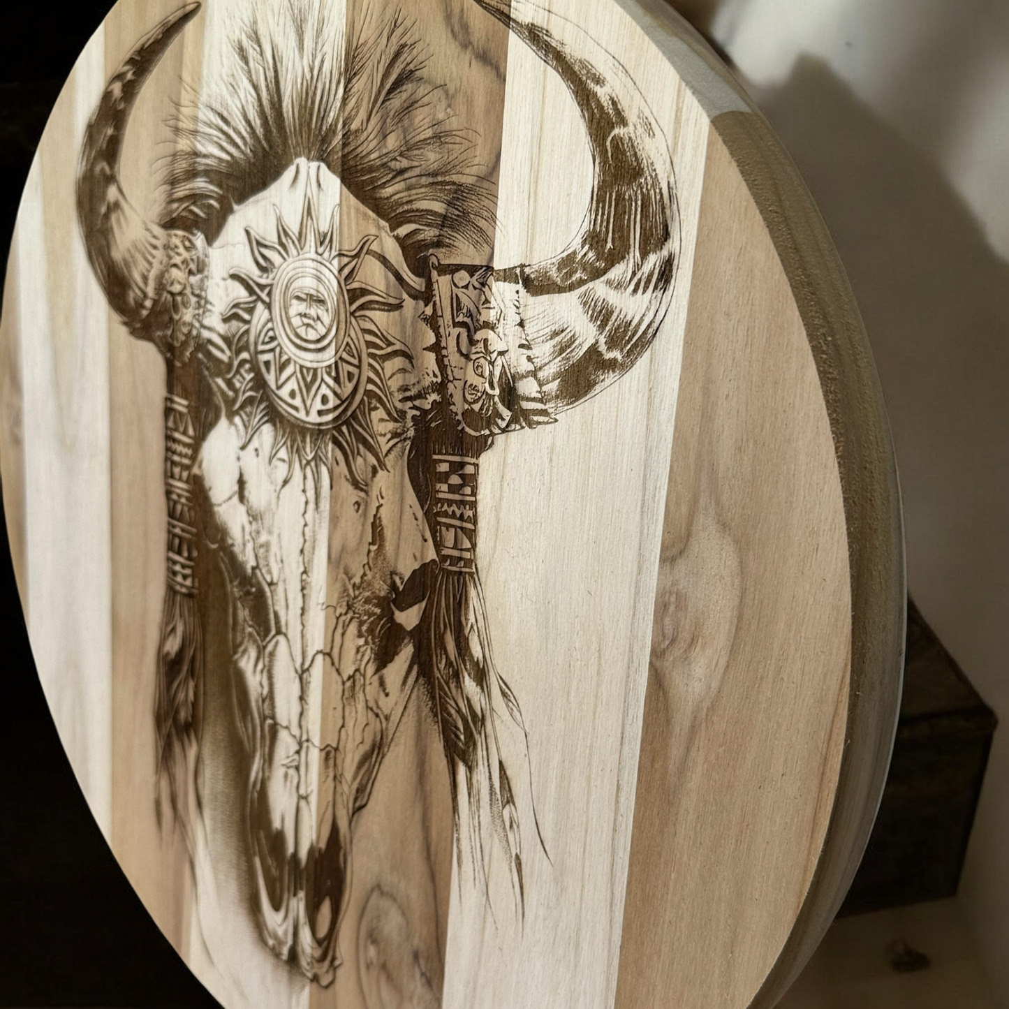 Western Skull Teak Wood Charcuterie Board/Sign