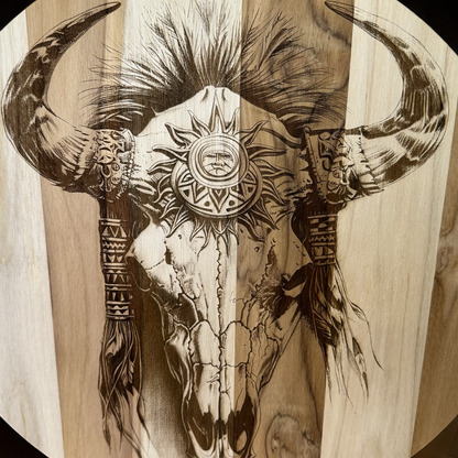 Western Skull Teak Wood Charcuterie Board/Sign