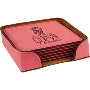 Wildlife Gray Leatherette 6 Coaster Set
