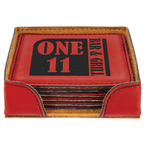 Wildlife Gray Leatherette 6 Coaster Set