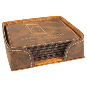 Wildlife Gray Leatherette 6 Coaster Set