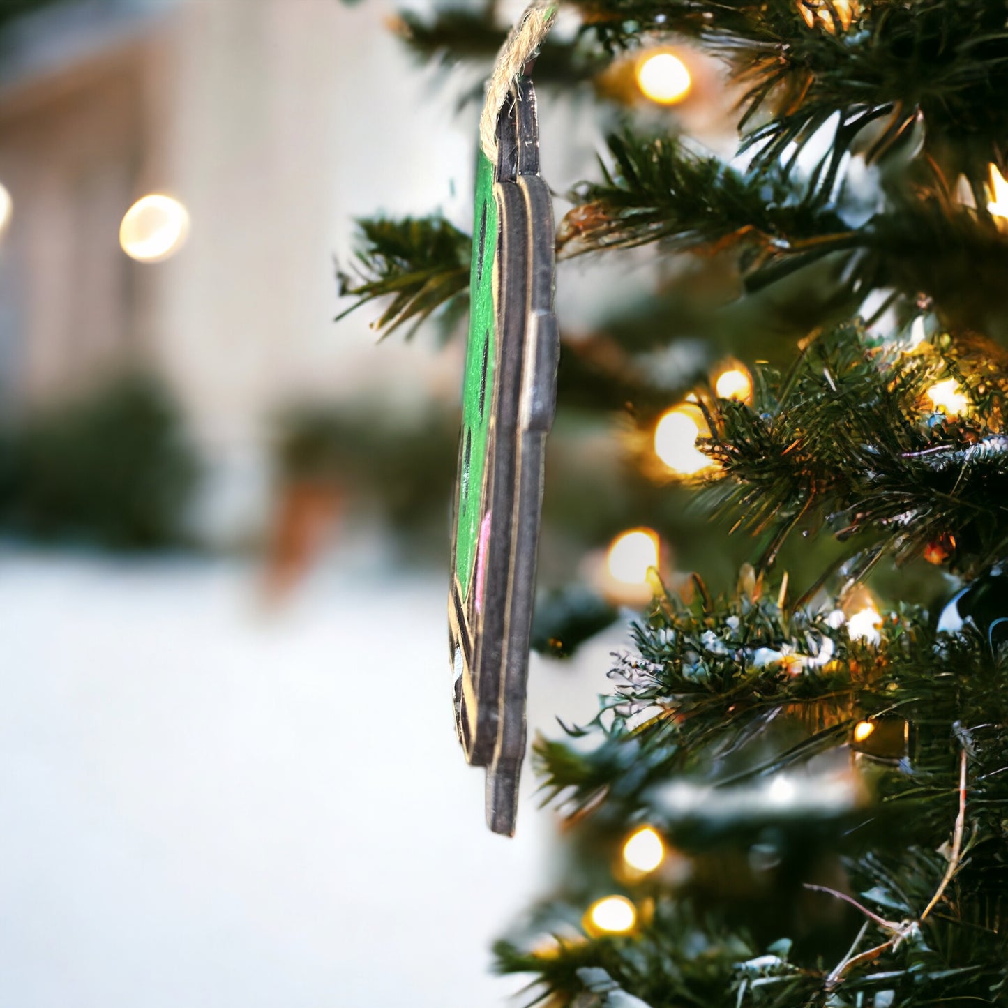 Customizable Red Truck with Names Wood Ornament