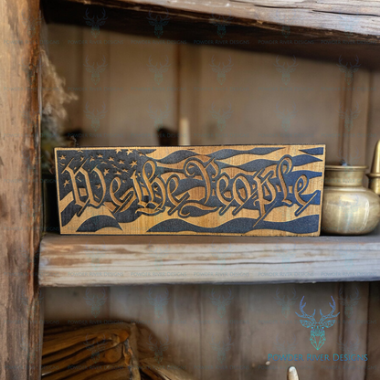 We the People Black Wood Flag