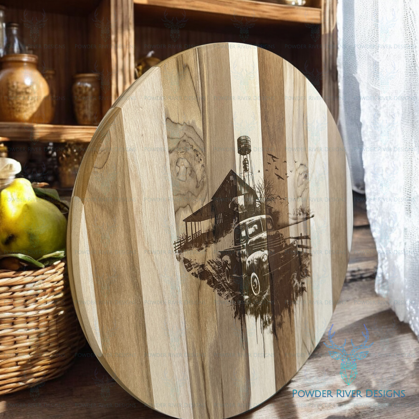 Old Farm Truck Teak Wood Charcuterie Board