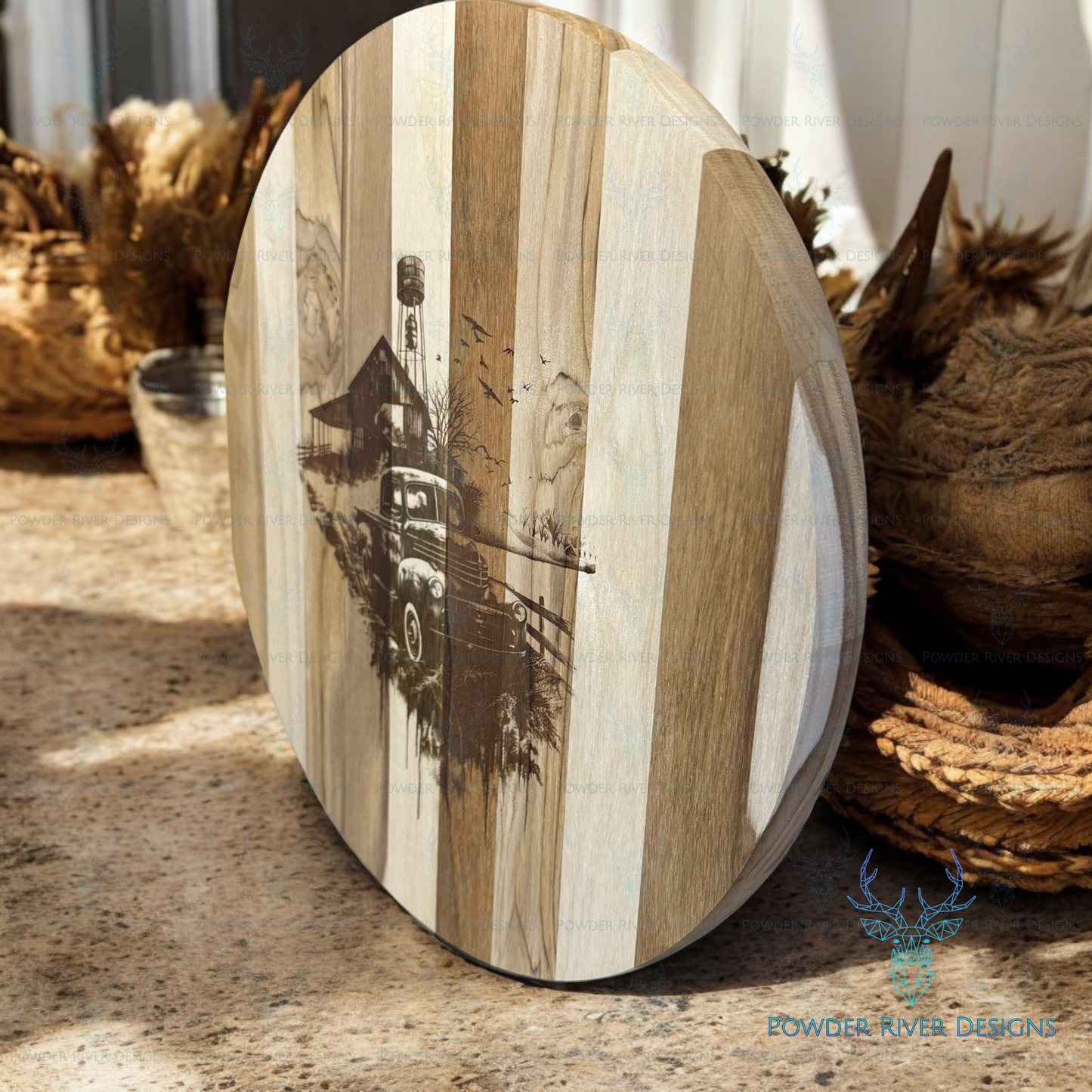 Old Farm Truck Teak Wood Charcuterie Board