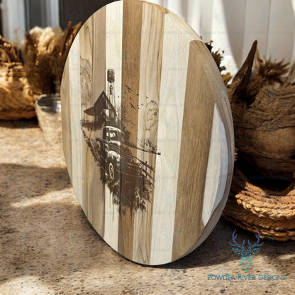Old Farm Truck Teak Wood Charcuterie Board